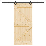 Sliding Door NARVIK Natural and Black 95 x 210 cm (213.5 cm)
