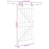 Sliding Door NARVIK Natural and Black 95 x 210 cm (213.5 cm) - Low Angle