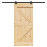 Sliding Door NARVIK Natural and Black 80 x 210 cm (213.5 cm) - Top-Down View
