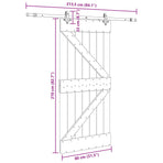 Sliding Door NARVIK Natural and Black 80 x 210 cm (213.5 cm)