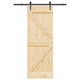 Sliding Door NARVIK Natural and Black 70 x 210 cm (152.5 cm) - Top-Down View