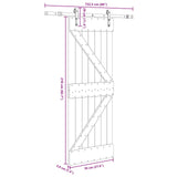Sliding Door NARVIK Natural and Black 70 x 210 cm (152.5 cm)