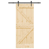 Sliding Door NARVIK Natural and Black 85 x 210 cm (152.5 cm) - Top-Down View