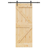 Sliding Door NARVIK Natural and Black 80 x 210 cm (152.5 cm) - Top-Down View