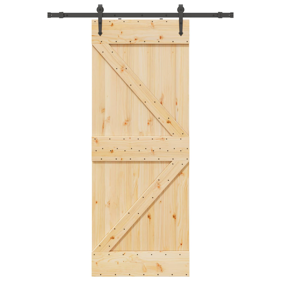 Sliding Door NARVIK Natural and Black 80 x 210 cm (152.5 cm)