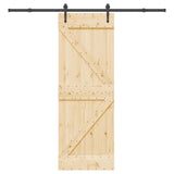 Sliding Door NARVIK Natural and Black 70 x 210 cm (213.5 cm) - Top-Down View