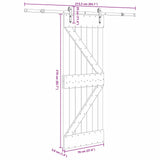Sliding Door NARVIK Natural and Black 70 x 210 cm (213.5 cm)