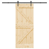 Sliding Door NARVIK Natural and Black 85 x 210 cm (213.5 cm) - Top-Down View
