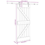 Sliding Door NARVIK Natural and Black 85 x 210 cm (213.5 cm) - 45-Degree Angle
