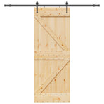 Sliding Door NARVIK Natural and Black 80 x 210 cm (213.5 cm)