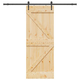 Sliding Door NARVIK Natural and Black 80 x 210 cm (213.5 cm) - Top-Down View