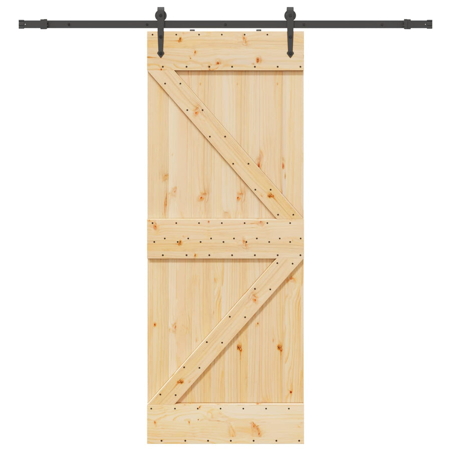 Sliding Door NARVIK Natural and Black 80 x 210 cm (213.5 cm)