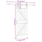 Sliding Door NARVIK Natural and Black 80 x 210 cm (213.5 cm)