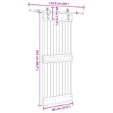 Sliding Door NARVIK Natural and Black 80 x 210 cm (152.5 cm) - 45-Degree Angle