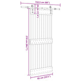 Sliding Door NARVIK Natural and Black 85 x 210 cm (152.5 cm) - 45-Degree Angle