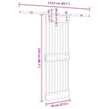 Sliding Door NARVIK Natural and Black 70 x 210 cm (213.5 cm)