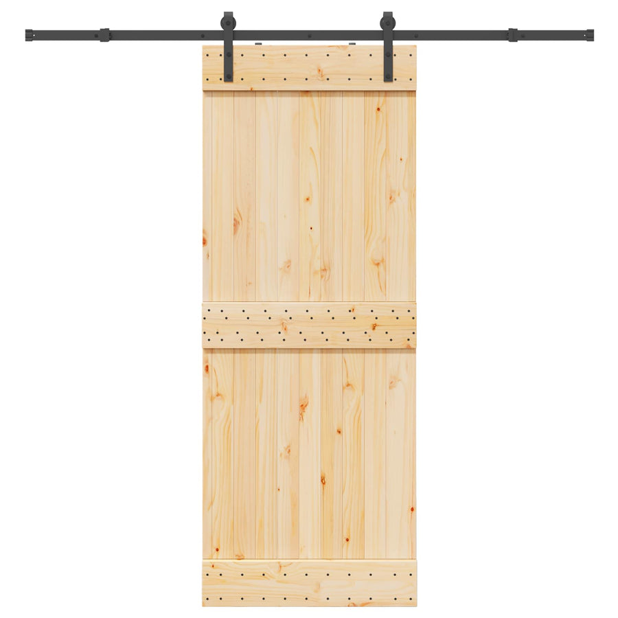 Sliding Door NARVIK Natural and Black 80 x 210 cm (213.5 cm)