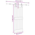 Sliding Door NARVIK Natural and Black 80 x 210 cm (213.5 cm)