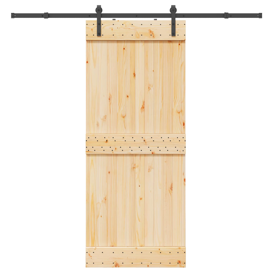 Sliding Door NARVIK Natural and Black 85 x 210 cm (213.5 cm)
