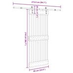 Sliding Door NARVIK Natural and Black 85 x 210 cm (213.5 cm)