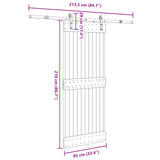 Sliding Door NARVIK Natural and Black 85 x 210 cm (213.5 cm) - 45-Degree Angle