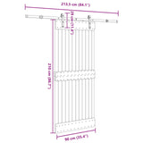 Sliding Door NARVIK Natural and Black 90 x 210 cm (213.5 cm)