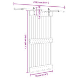 Sliding Door NARVIK Natural and Black 95 x 210 cm (213.5 cm)