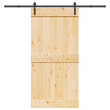 Sliding Door NARVIK Natural and Black 100 x 210 cm (213.5 cm) - Top-Down View