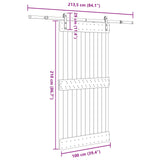 Sliding Door NARVIK Natural and Black 100 x 210 cm (213.5 cm) - 45-Degree Angle