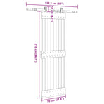 Sliding Door NARVIK Natural and Black 70 x 210 cm (152.5 cm)