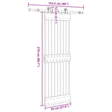 Sliding Door NARVIK Natural and Black 70 x 210 cm (152.5 cm) - 45-Degree Angle