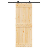 Sliding Door NARVIK Natural and Black 80 x 210 cm (152.5 cm) - Top-Down View