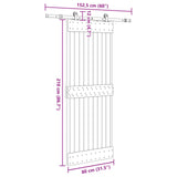 Sliding Door NARVIK Natural and Black 80 x 210 cm (152.5 cm)