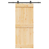 Sliding Door NARVIK Natural and Black 85 x 210 cm (152.5 cm) - Top-Down View