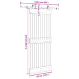Sliding Door NARVIK Natural and Black 85 x 210 cm (152.5 cm) - 45-Degree Angle