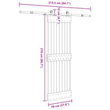 Sliding Door NARVIK Natural and Black 70 x 210 cm (213.5 cm) - 45-Degree Angle