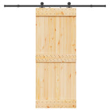 Sliding Door NARVIK 85 x 210 cm (213.5 cm) Natural and Black - Top-Down View