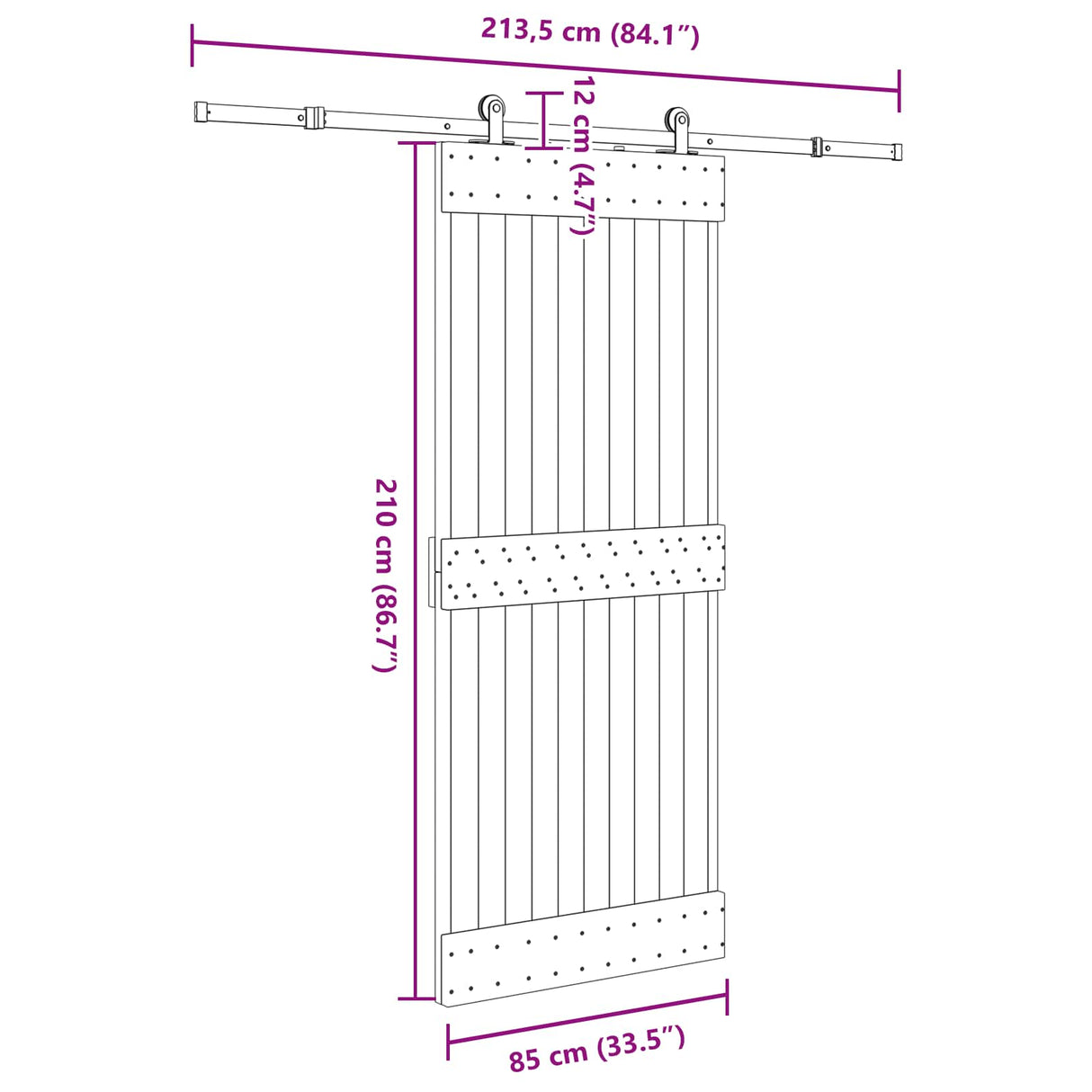 Sliding Door NARVIK 85 x 210 cm (213.5 cm) Natural and Black