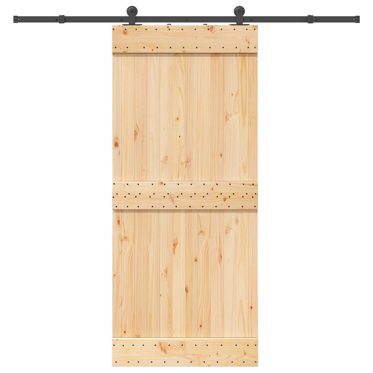 Sliding Door NARVIK Natural and Black 90 x 210 cm (213.5 cm)