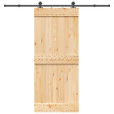 Sliding Door NARVIK Natural and Black 90 x 210 cm (213.5 cm) - Top-Down View