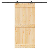 Sliding Door NARVIK Natural and Black 95 x 210 cm (213.5 cm) - Top-Down View