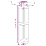 Sliding Door NARVIK Natural and Black 70 x 210 cm (152.5 cm)
