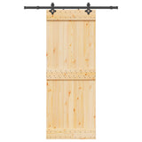 Sliding Door NARVIK Natural and Black 80 x 210 cm (152.5 cm) - Top-Down View