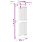 Sliding Door NARVIK Natural and Black 85 x 210 cm (152.5 cm)