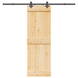 Sliding Door NARVIK Natural and Black 70 x 210 cm (213.5 cm) - Top-Down View