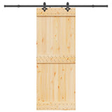 Sliding Door NARVIK Natural and Black 80 x 210 cm (213.5 cm)