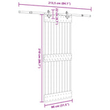 Sliding Door NARVIK Natural and Black 80 x 210 cm (213.5 cm)