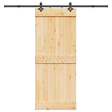 Sliding Door NARVIK Natural and Black 85 x 210 cm (213.5 cm) - Top-Down View