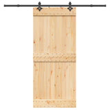 Sliding Door NARVIK Natural and Black 90 x 210 cm (213.5 cm) - Top-Down View