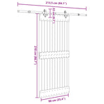 Sliding Door NARVIK Natural and Black 90 x 210 cm (213.5 cm)